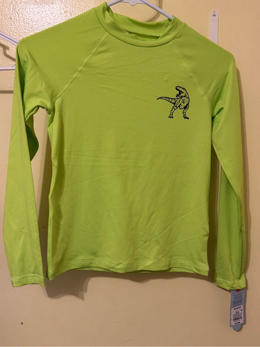 Cat & Jack Neon Lime Long-Sleeve Performance Tee with Dinosaur Graphic
